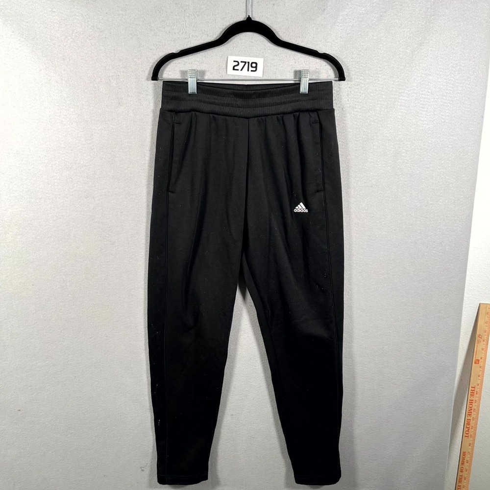Adidas Sweatpants Mens Small Black Fleece Lined Elastic Waistband Athleisure Gym